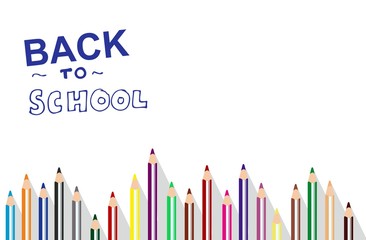 Welcome Back to SCHOOL background Colored Pencils Frame Template - obrazy, fototapety, plakaty