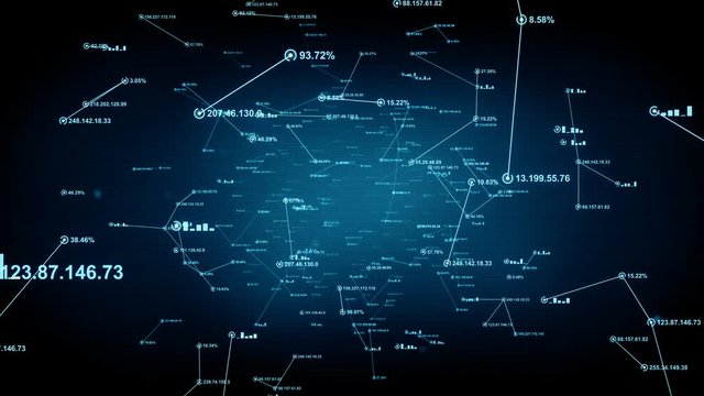 Data and computer network connections. An abstract background of internet connections. Blue version. Seamless loop. Available in multiple color options. 4K