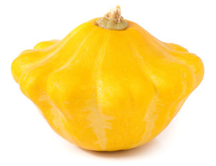one yellow pattypan squash isolated on white background