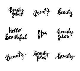Hand lettering vintage quotes - Hello beautiful. Modern Calligraphy.