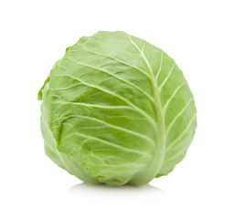 Green cabbage on white background.