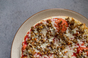 Pizza with beef