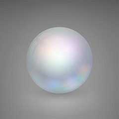 Soap bubble isolated on gray background. Detailed bubble. Shimmers in different colors.
