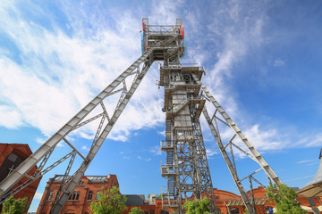Fototapeta na wymiar View of the old mine shaft in Katowice city. Poland.