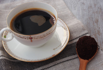 Cup of coffee espresso with chocolate