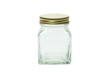 Glass jar isolated on white.Photo with clipping path
