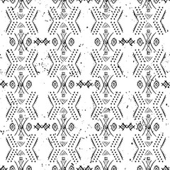 Ethnic ornamental pattern, hand drawn seamless print, aztec background for wallpaper, wrapping, fabric