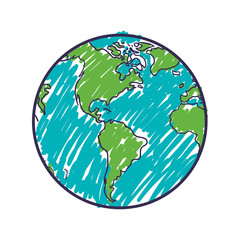 Planet map earth world sphere icon. Isolated and flat illustration. Vector graphic
