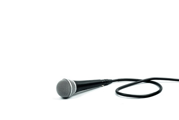 Microphone with cable on white background