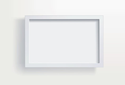 Blank paper frames on white wall. Vector