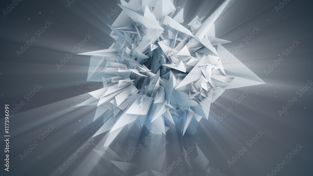 Poster polygonal shiny shape abstract 3d render