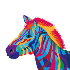 Fototapeta na wymiar flat design colorful zebra drawing icon vector illustration