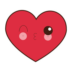 flat design kawaii heart icon vector illustration