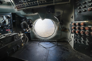 Old airplane cockpit.