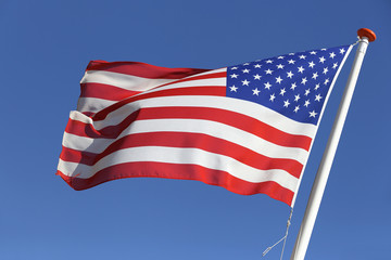 Obraz premium US flag blowing in the wind