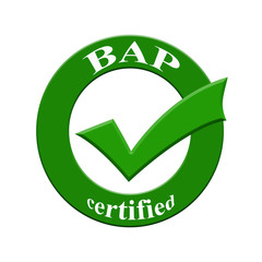 BAP certified icon or symbol image concept design for business and use in company system.