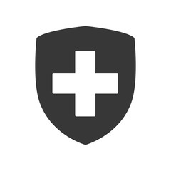 Cross shield medical health care icon. Isolated and flat illustration. Vector graphic