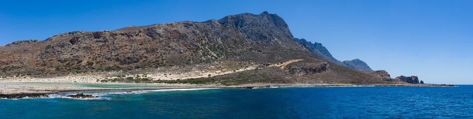 Fototapeta na wymiar Bay Balos. The west coast of the peninsula Gramvousa. The island of Crete. Greece. Panoramic view.