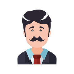 Man male person mustache hair head avatar icon. Isolated and flat illustration. Vector graphic