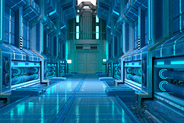 3d illustration of sci-fi corridor interior © Veronika