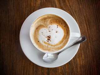 Top view of cappuccino coffee