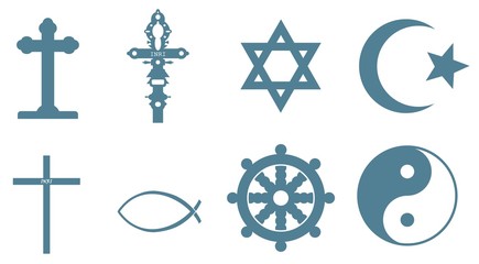 Symboles religieux en 8 icônes