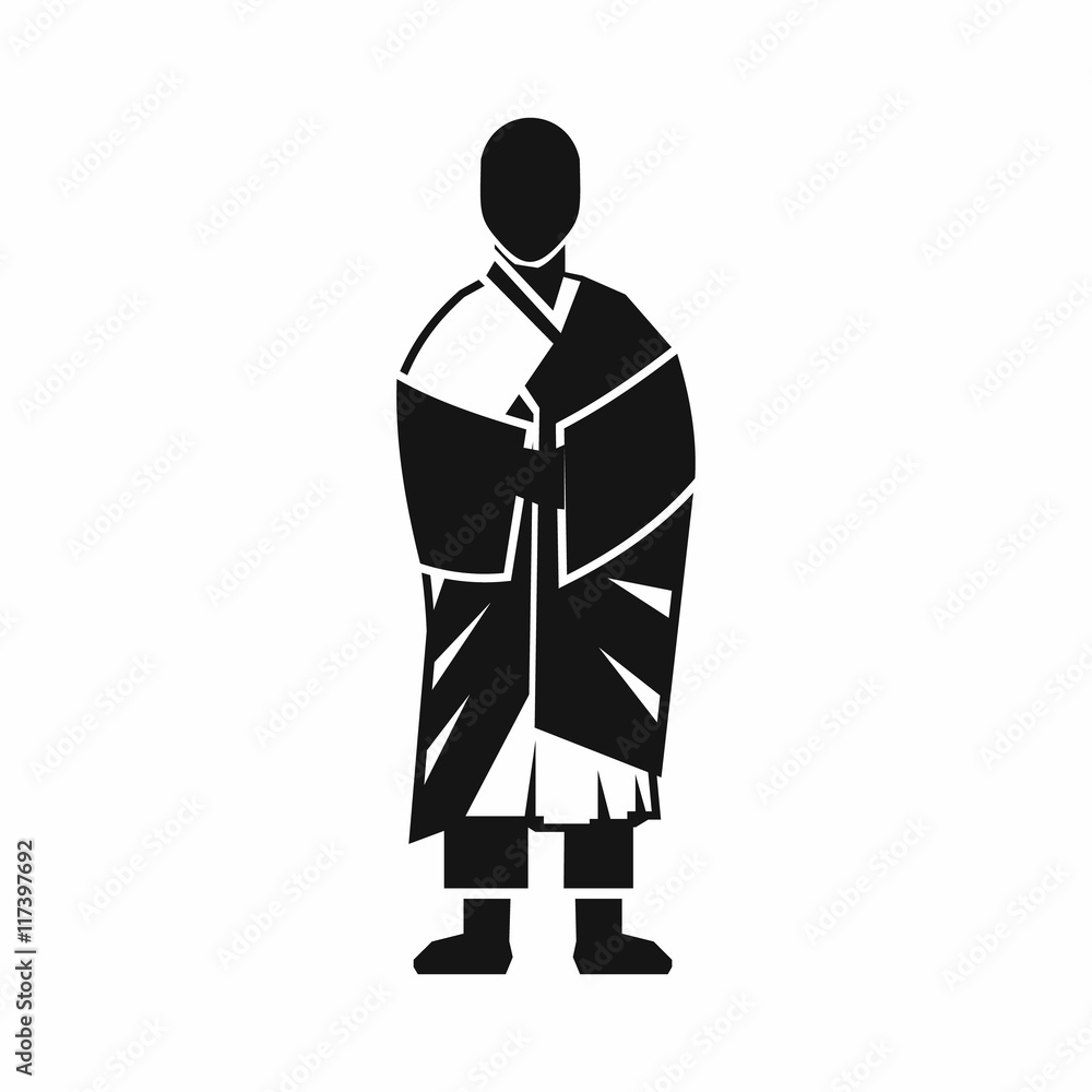 Poster buddhist monk icon in simple style isolated on white background