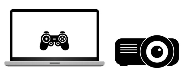 Jeux sur un écran d'ordinateur et un vidéo projecteur