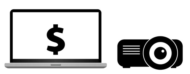 Dollar sur un &eacute;cran d'ordinateur et un vid&eacute;o projecteur