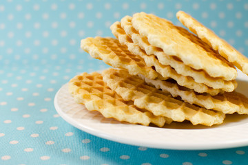 Wafer cookies on a plate