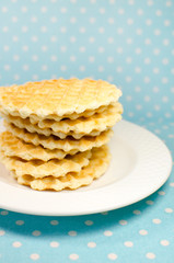 Wafer cookies on a plate