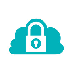 Padlock cloud security system protection icon. Isolated and flat illustration. Vector graphic