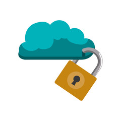Padlock cloud security system protection icon. Isolated and flat illustration. Vector graphic