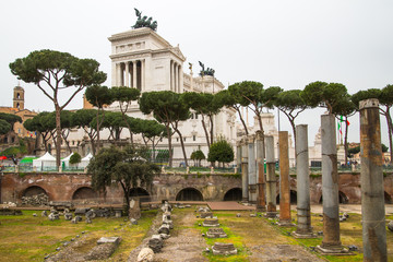 ROME, ITALY - APRIL 9, 2016: Altar of the Fatherland (Altare della Patria) 1925. Piazza Venezia . Vittorio Emanuele II in Rome, Italy