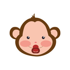 Monkey cute animal little icon. Isolated and flat illustration. Vector graphic