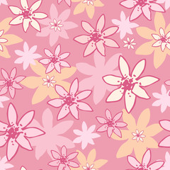 Abstract seamless pattern made out of pink flowers. pink flowers background.