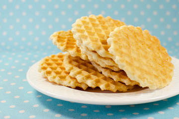 Wafer cookies on a plate
