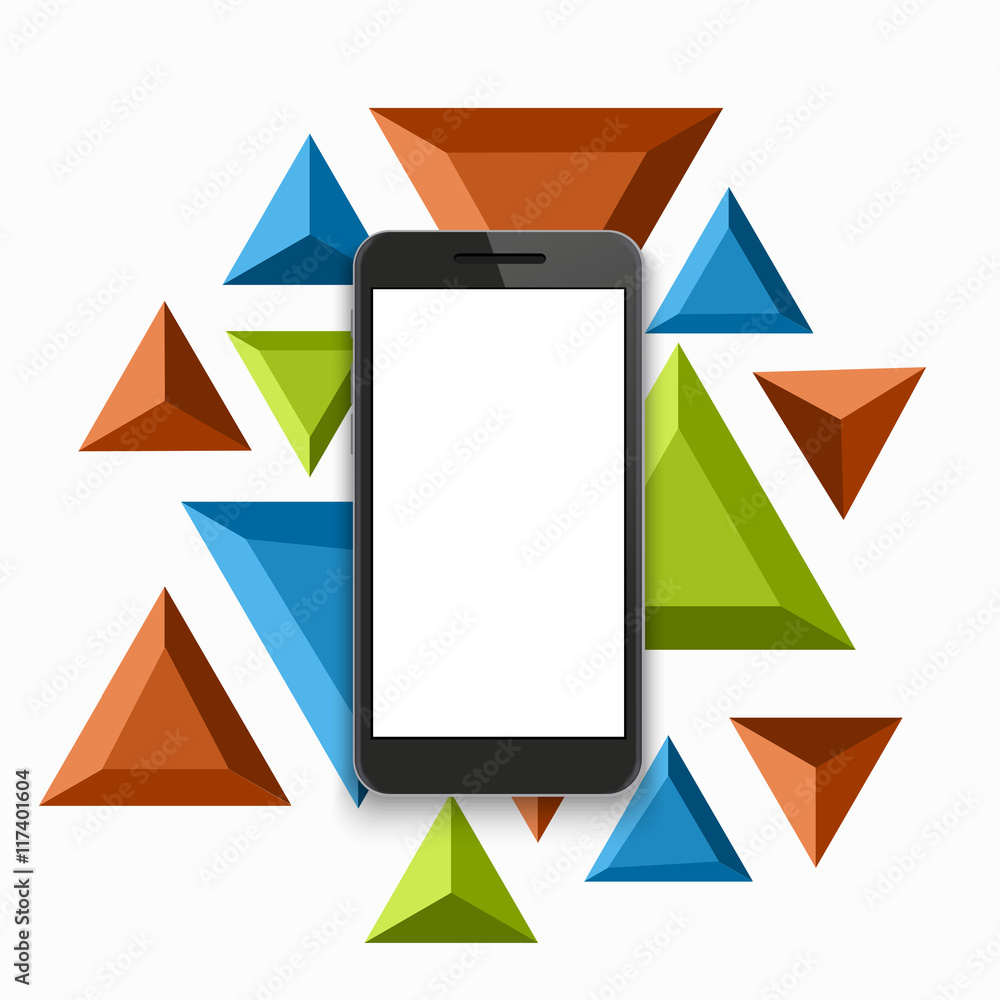 Poster vector modern smartphone triangular background.