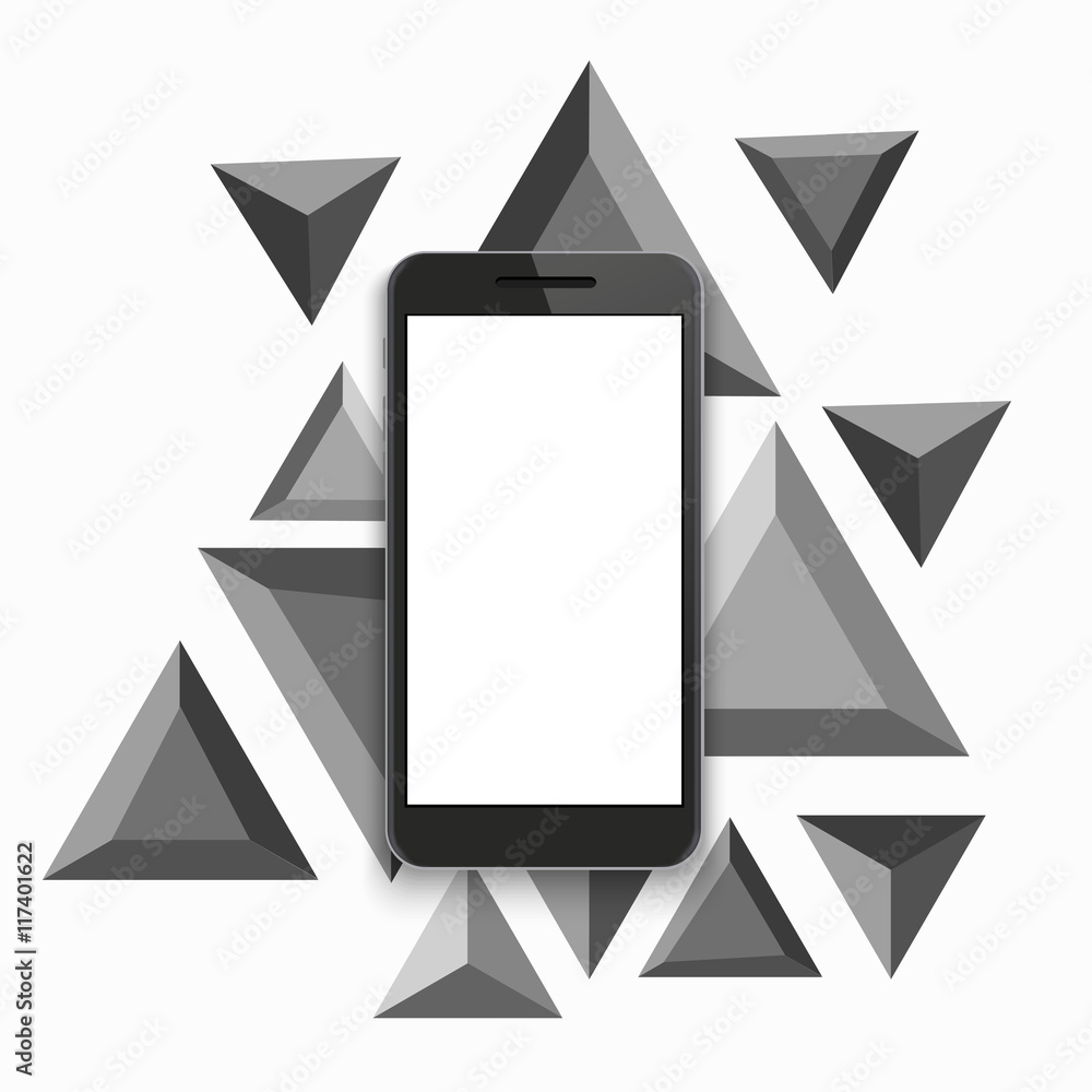 Poster vector modern smartphone triangular background.