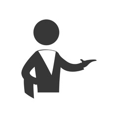 Waiter male pictogram suit person icon. Isolated and flat illustration. Vector graphic
