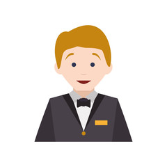 Waiter male avatar suit person icon. Isolated and flat illustration. Vector graphic