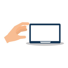 hand with tablet icon