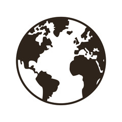flat design earth globe icon vector illustration