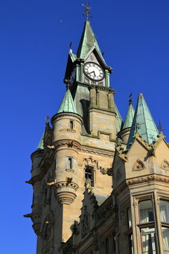 Clock tower on town hall in Dunfermline, Scotland
