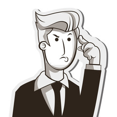 flat design man in suit thinking icon vector illustration