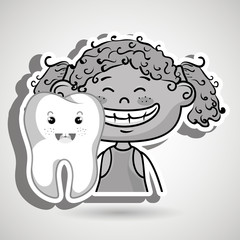 smilling black girl with a smiling tooth on her side