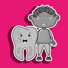 crying cartoon of a boy and a tooth with a toothache