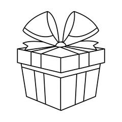 flat design gift box with bow icon vector illustration