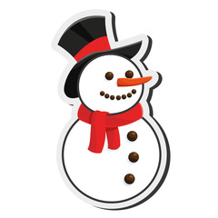 flat design happy snowman icon vector illustration
