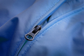 Zipper on Blue Coat with Texture